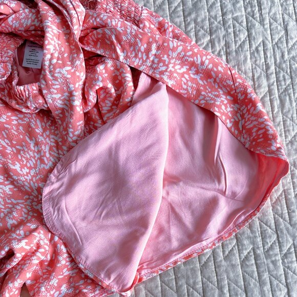 LULU'S Most Perfect Day Tie Front Pink Coral Print Shorts Size Small EUC - Picture 6 of 7
